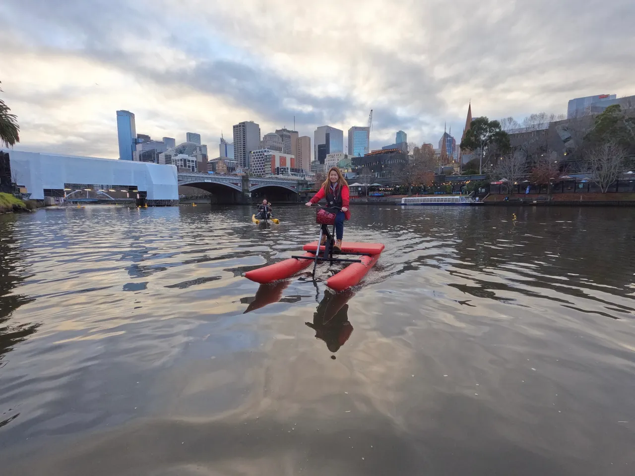 Waterbiking on the Yarra River in Melbourne