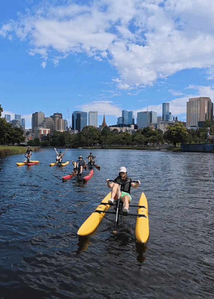 Group waterbiking on Yarra River in Melbourne