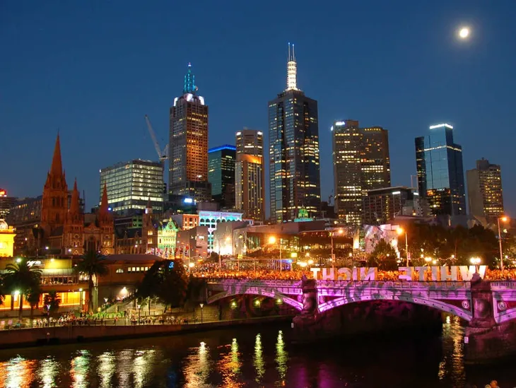 Night city view of Melbourne