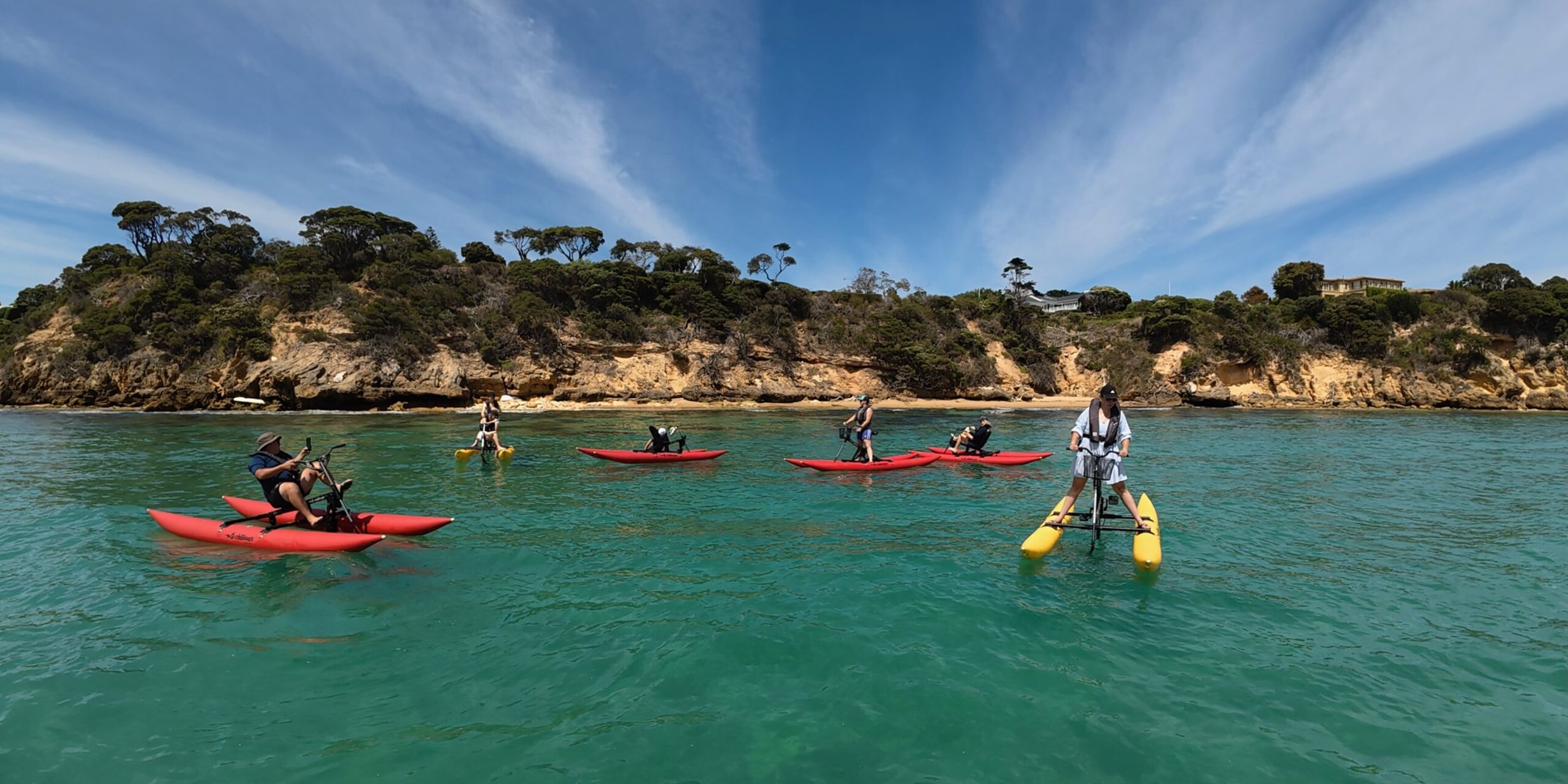 Group waterbiking in Mornington Peninsula