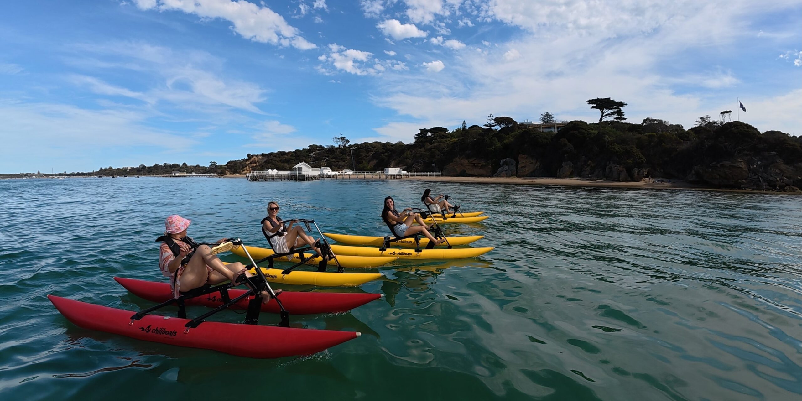 Group waterbiking in Mornington Peninsula