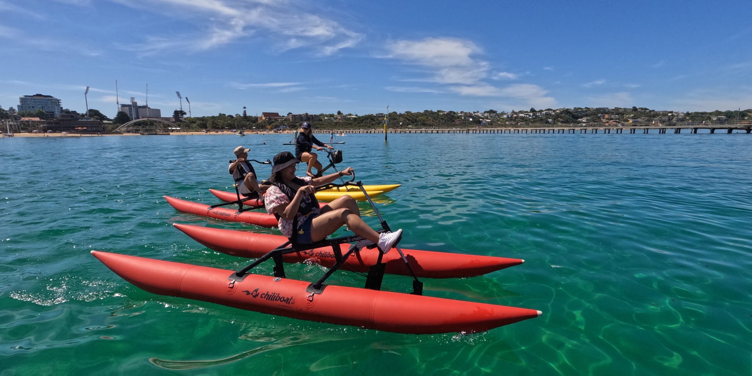 Group waterbiking in Mornington Peninsula