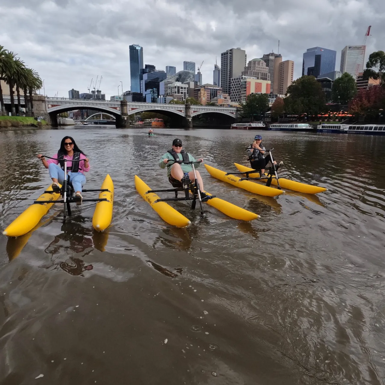 Group waterbiking on the Yarra River in Melbourne