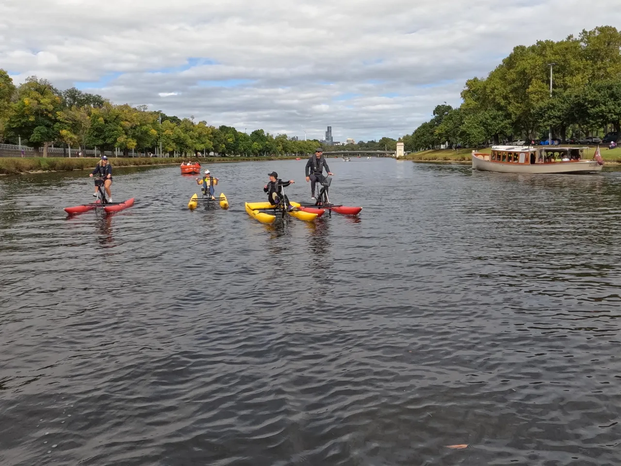 Group waterbiking on the Yarra River in Melbourne