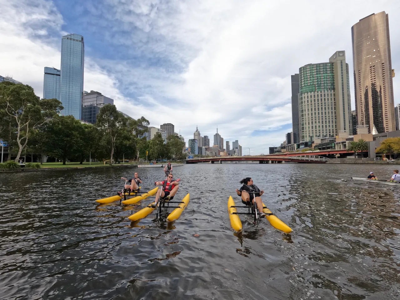Group waterbiking on the Yarra River in Melbourne